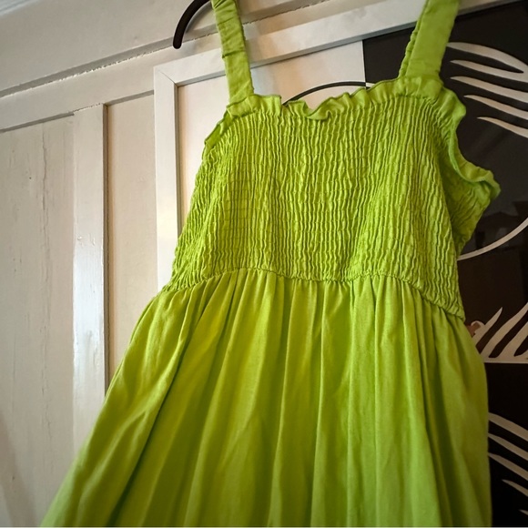Urban Outfitter Lime Green Smocked Midi Dress size L - Picture 4 of 5
